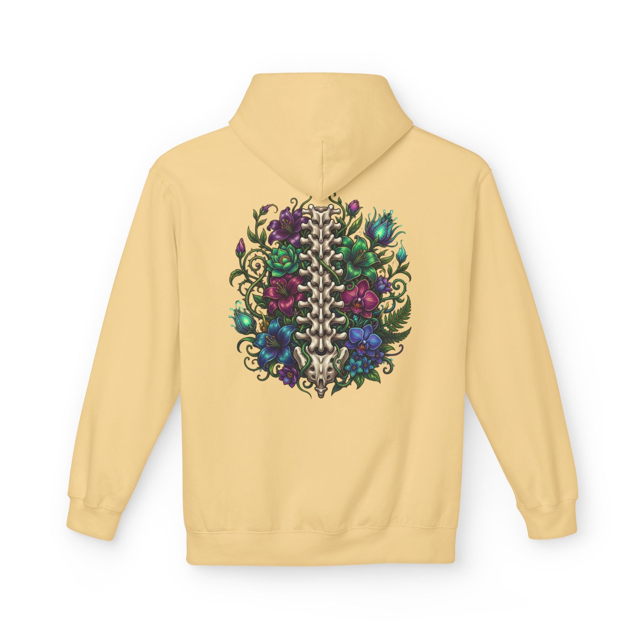 Spine & Blossoms Hoodie — "Soft Heart, Strong Spine!" Graphic Pullover